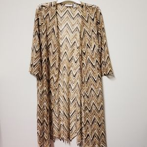 Susan Graver Laser Cut Geometric Long Open Cardigan